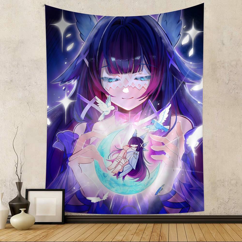 Genshin Impact Columbina Anime Tapestry Hippie Flower Wall Carpets Dorm Decor Wall Hanging Home Decor