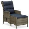 Brown Wicker Resin Garden Recliner Chair with Footrest - vidaXL