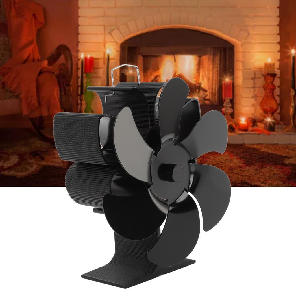Stove Fan 6 Blades Grter   Volume Low Noise   Wr Resistance Fireplace Fan Black