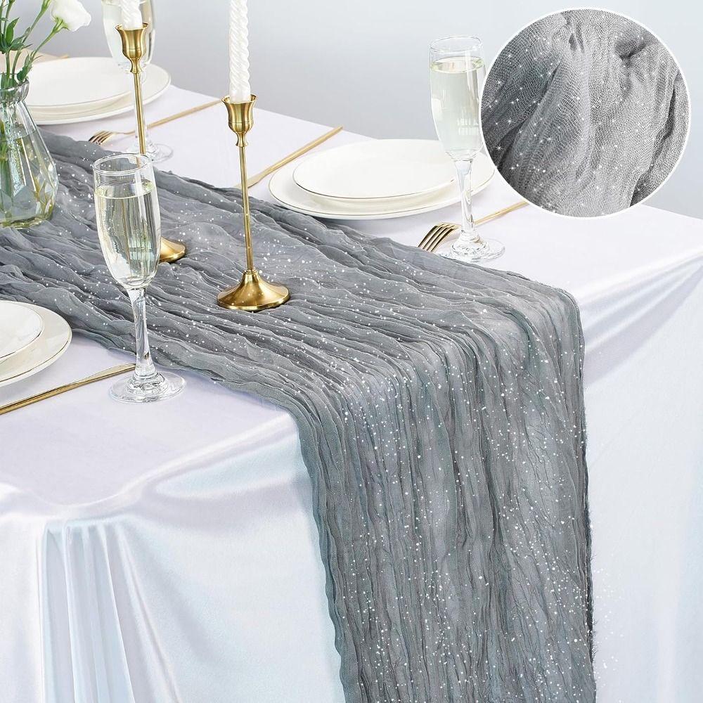 Semi-Sheer Cheese Cloth Table Runner Multicolor Shimmer Boho Rustic Gauze Country Vintage Wedding Table Runner Dining Table