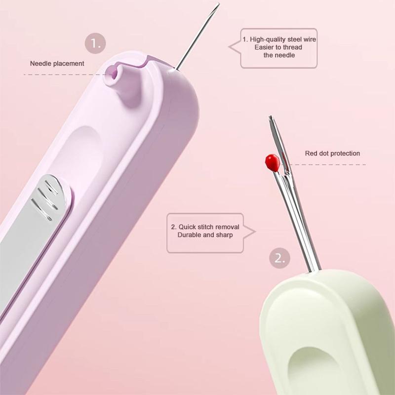 2 In 1 Plug-in Needle Threader Seam Ripper Easy Threading Tool Thread Cutting Special Needle Portable Thread Removal Accessories