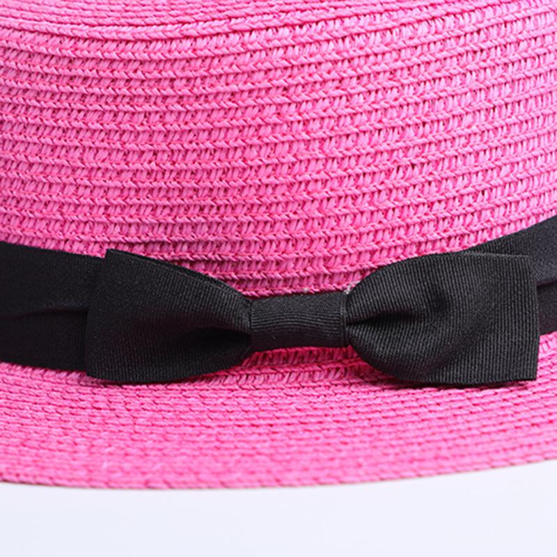 Parent-child sale sun flat straw hat boater hat girls bow summer Hats For Women kid and Beach flat panama straw hat