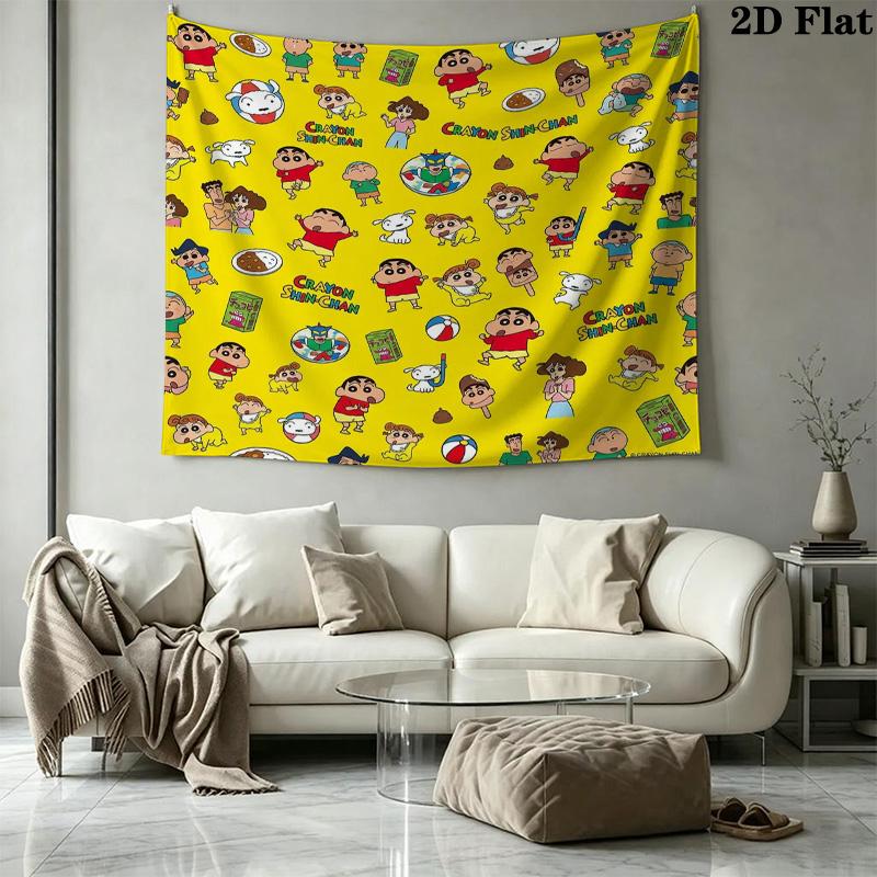 Crayon Shinchan Wall Tapestry Aesthetic Wall Hanging Printed Fabric Blanket Decorative Tapestries For Bedroom Living Room Home Decor