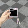 Polka Dot Love Bear Folding Phone Case with Chain Cute Girl Phone Accessories for Galaxy Z Flip 3 4 5 6
