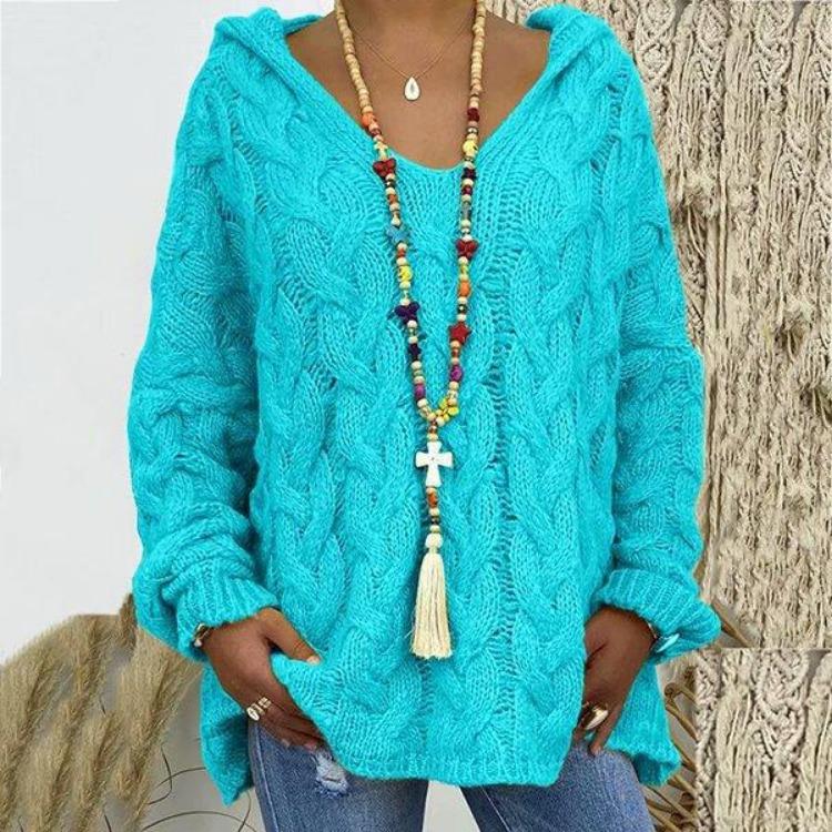 

Осень Зима Женский Вязаный Свитер Повседневный Теплый Верхняя Одежда для Леди S озеро синий