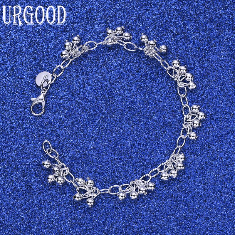 925 Sterling Silver Fashion Jewelry Grape Bead Bracelet Gift