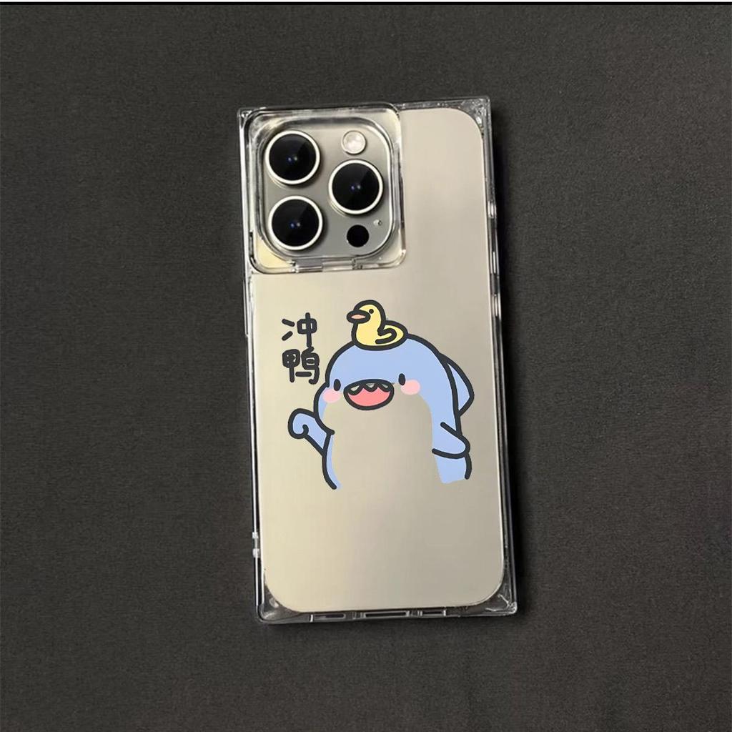 Square Back Tube Protection Clear Case For iPhone 11 14 Pro Max 12 16 ProMax 15 Plus 13 Anti-Oxygen,Go For It Pattern Casing