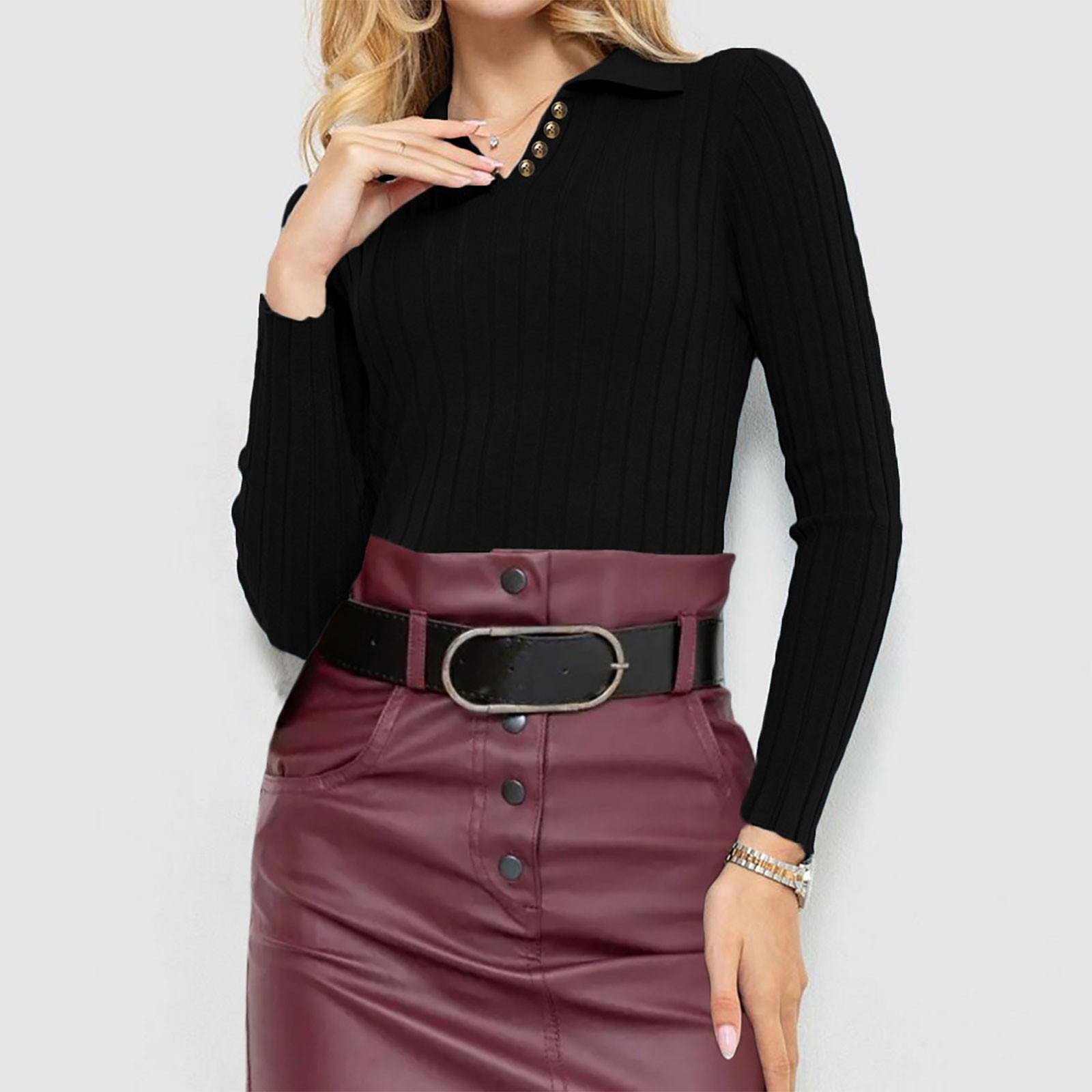 

Женский модный повседневный однотонный свитер с длинным рукавом, тонкий свитер, пуловер, топ XL чёрный