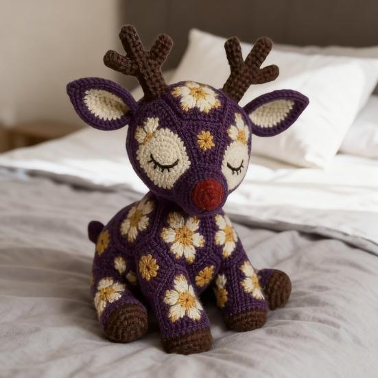 Flower Reindeer Crochet Kit Beginners Crochet Reindeer Doll DIY Kit Crochet Animal Starter Kit