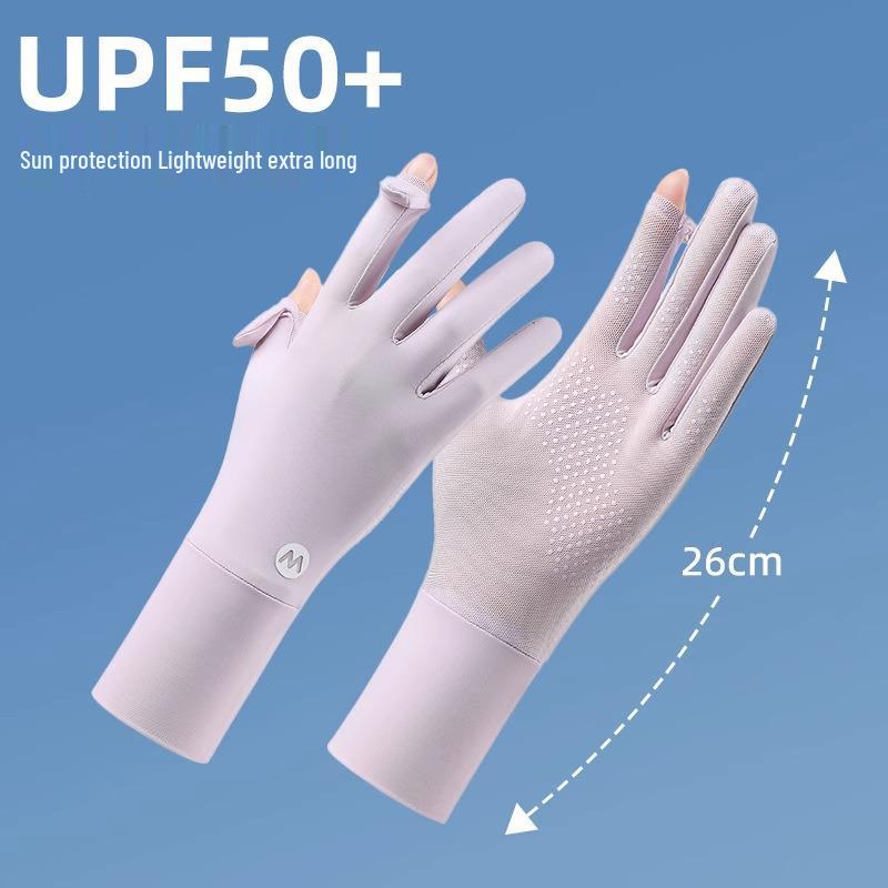 

Женские перчатки без пальцев из ледяного шелка с защитой от УФ-лучей для вождения - Тонкие, дышащие и удлиненные для лета.