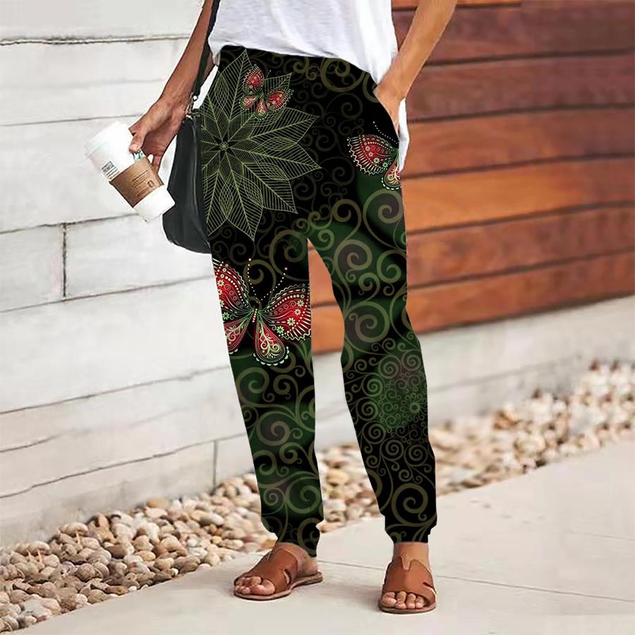 

Женские брюки в стиле ретро с принтом, на шнуровке, с эластичной талией, свободные, повседневные длинные брюки, брюки с карманами 8XL красный