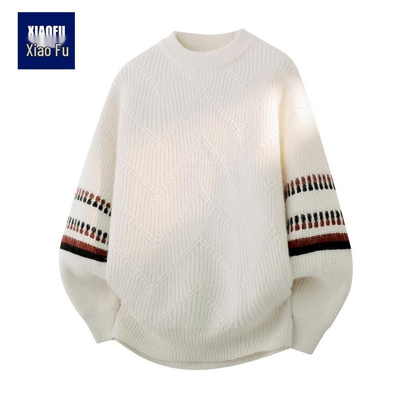Men s Relaxed Fit Color-Block Crewneck Sweater 4XL