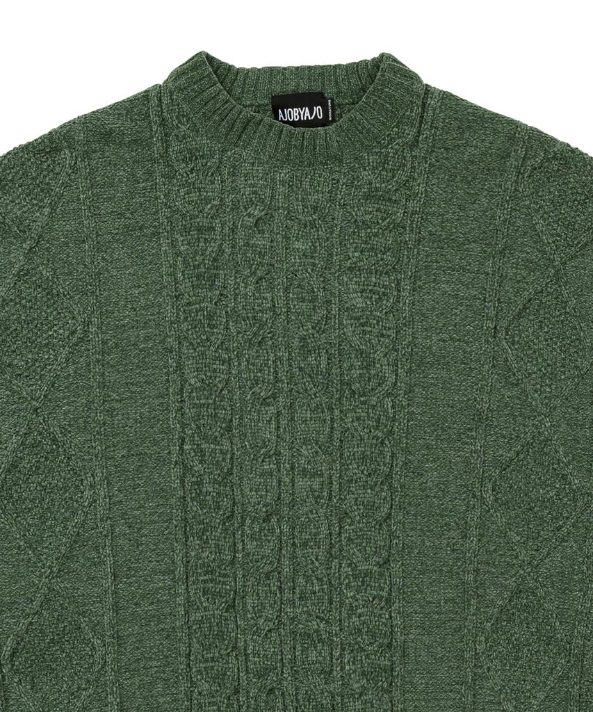 AJOBYAJO Velvet Cable Stitch Sweater [Khaki]