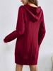 2025 Autumn/Winter Knit Hooded Ribbed Pocket Long Sleeve Dress for Women