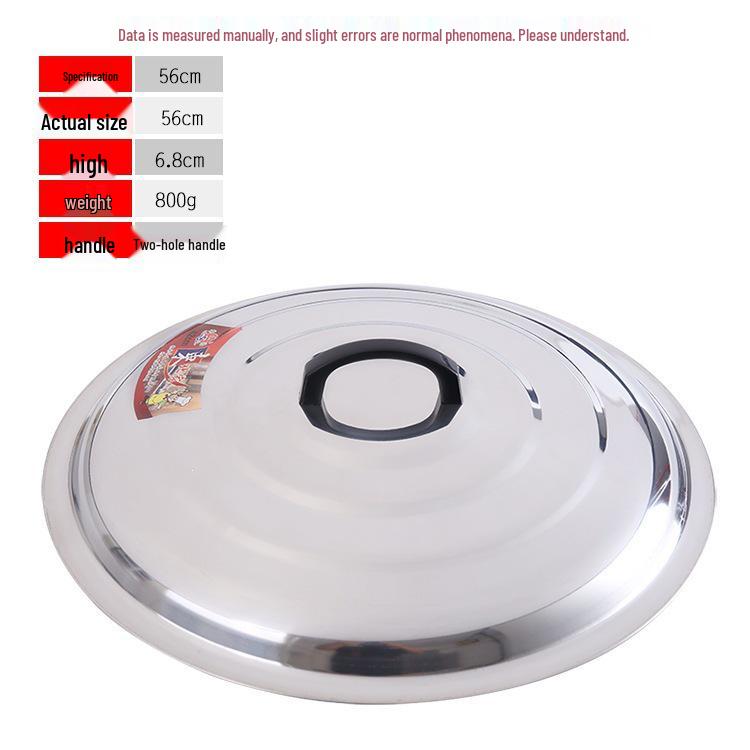 Large Stainless Steel Iron Pot with Round Lid for Household Stir-Frying