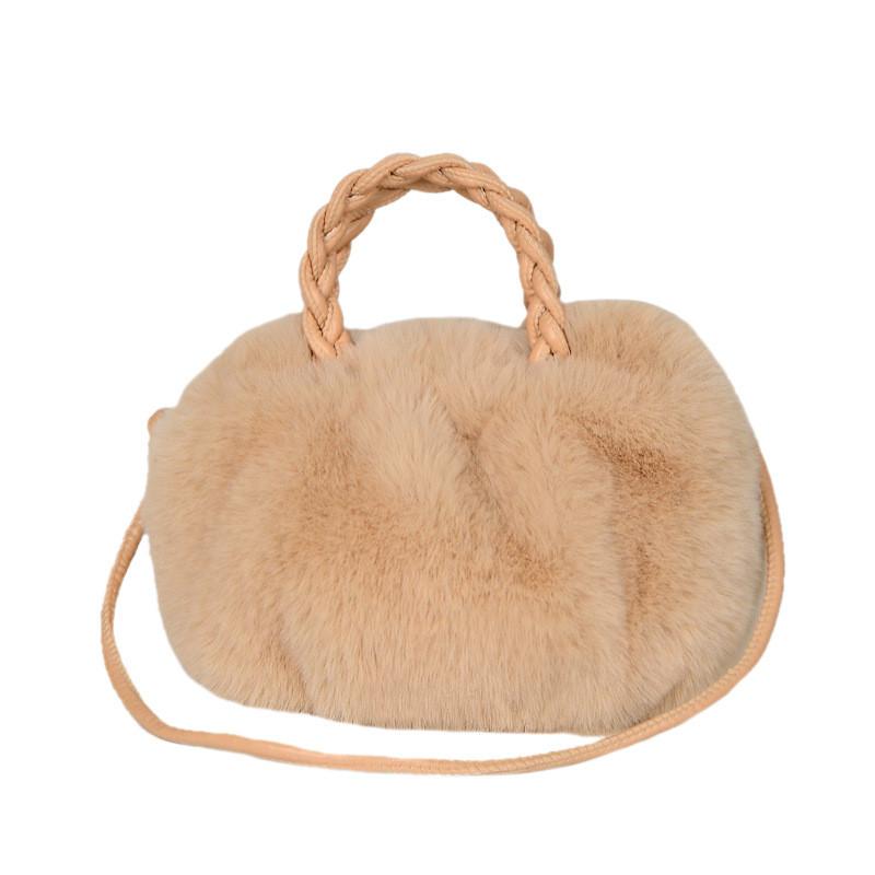 Plush Cloud Shoulder Bag With Drawstring Closure For Daily Use In Soft Fur Material