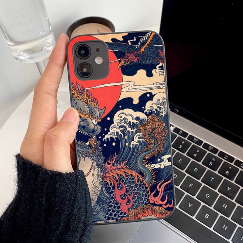 Japanese Style Art Japan Phone Case for iphone 13 8 7 6S Plus X 5S SE 2020 XR 11 12 mini pro XS MAX
