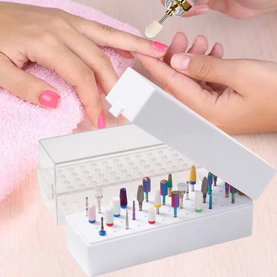 Contenitore per punte da trapano Grande capacità Trasparente Antipolvere Salvaspazio Plastica 48 Fori Organizer Display per punte da trapano per unghie Scatola Organizzatore Accessori per unghie