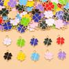 Colorful 12x18mm Alloy Four-Leaf Clover Pendant for DIY Jewelry & Keychains