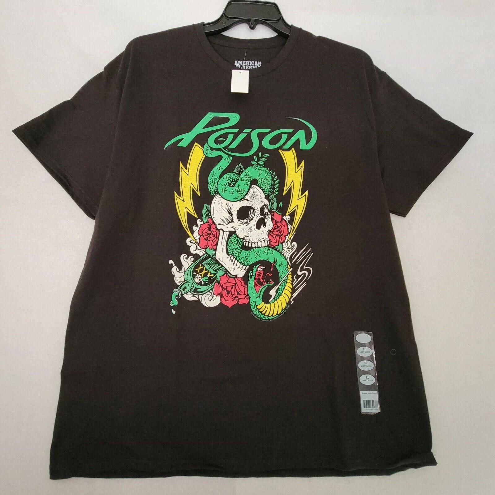 Poison Shirt Mens 2XL XXL Black Snake Skull Biker Heavy Metal Music Concert NWT 4XL