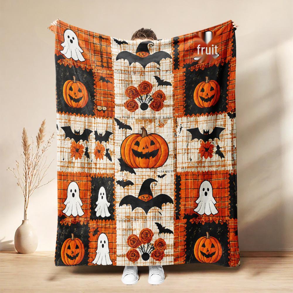 Halloween Autumn Flannel Soft Blanket for Office, Living Room, or Sofa