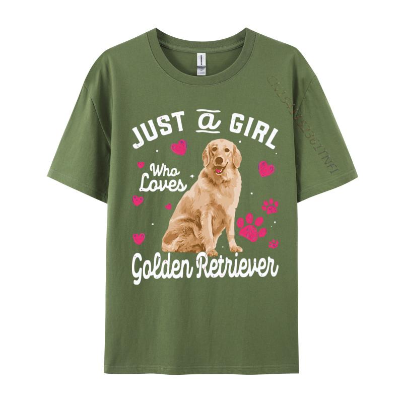 Cute Tshirt Just A Girl Who Loves Golden  Retriever Tshirt Men Faddish Printing Tops  Tees Cotton T Shirt Leisure