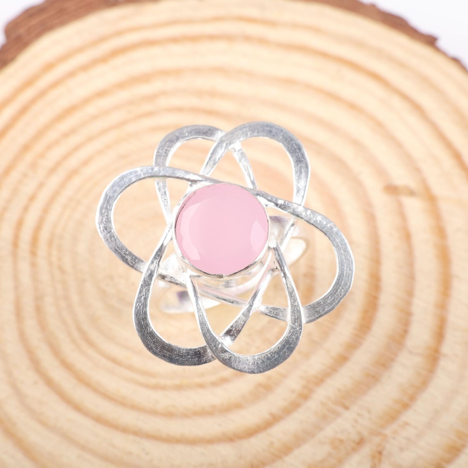 

Rare Rose Chalcedony Gemstone 925 Sterling Silver Jewelry Handmade Stylish Ring RR-21-12 13