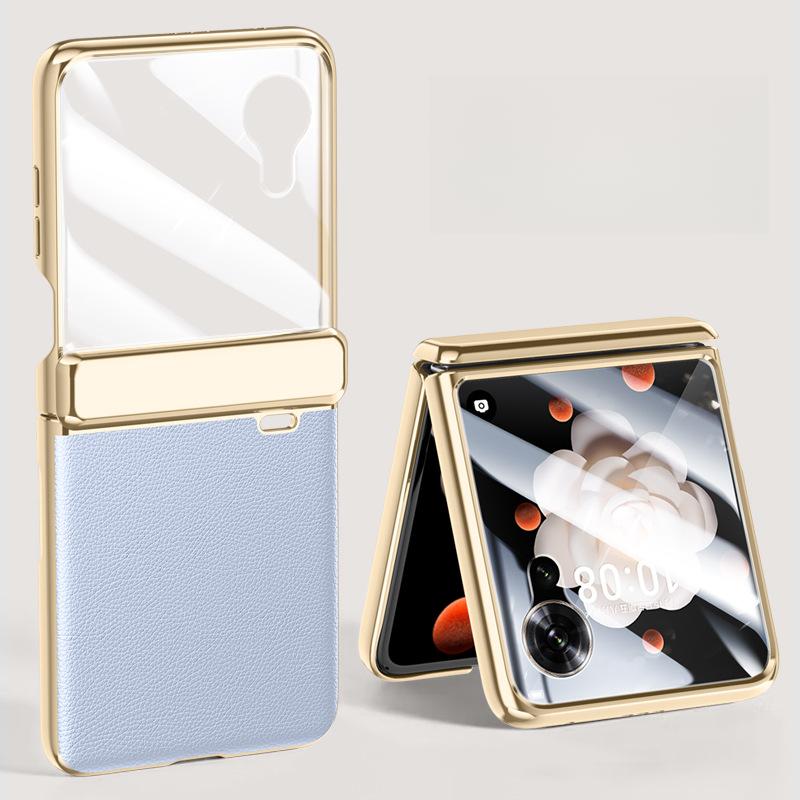 

Петлирование Гальваническое покрытие Обычная кожа Подходит для Honor Magic V Flip Чехол для мобильного телефона Ракушка Пленка Интегрированный Всевключающий Бизнес Складной экран Honor Magic V Flip