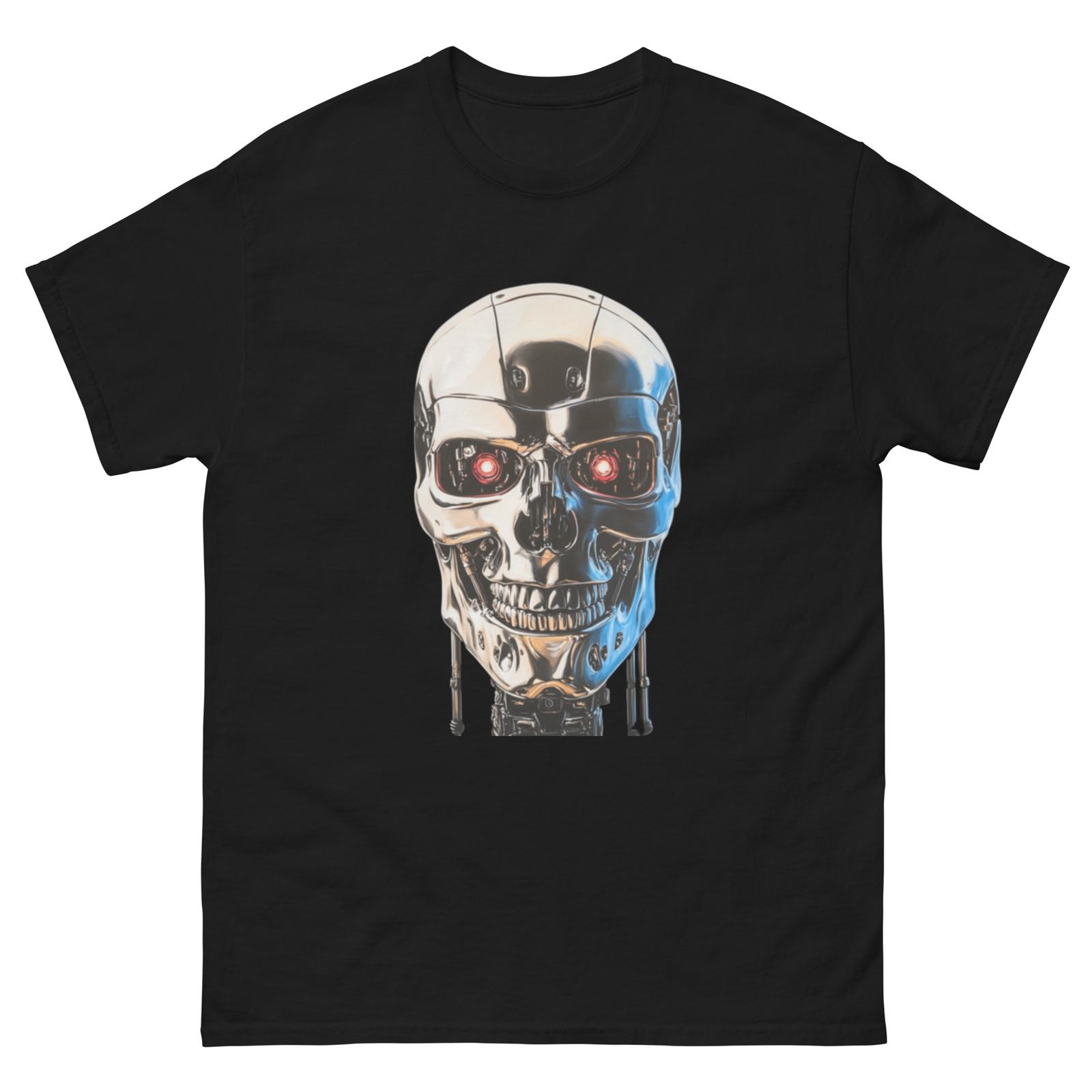Terminator Movie Tee | Sci-Fi | Horror | T-800 Terminator Skull T-Shirt Mens Womens Tees Top | Unisex XL