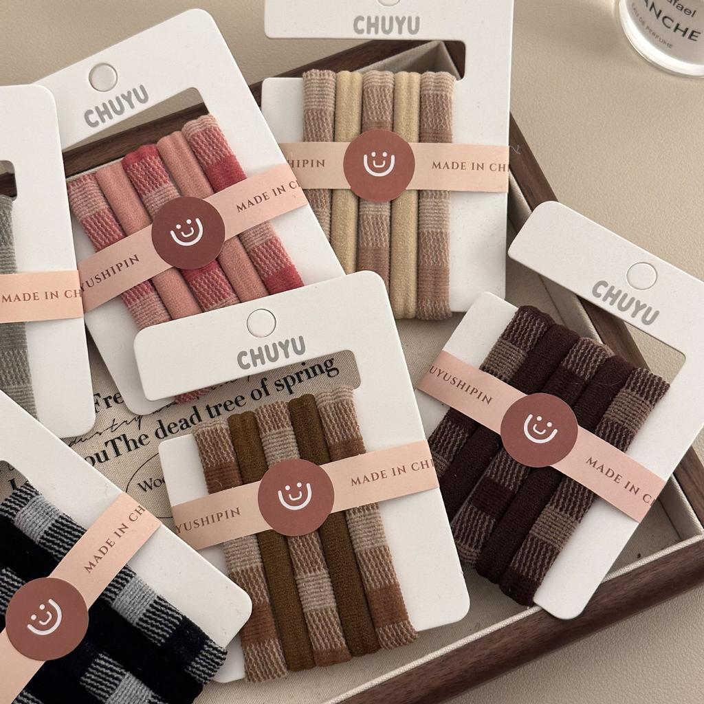 5 Hair Bands, High-elasticity Rubber Bands, Thick Hair Ties for Adults and Simple Hair Ties for Women