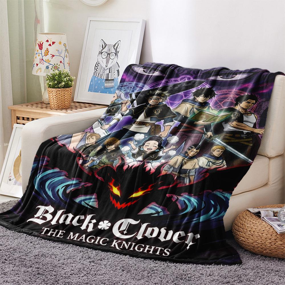 1PC Black Clover Patterned Flannel Blanket Suitable For All Seasons For Home Decor Warmth And Comfort Gifts Holiday Present