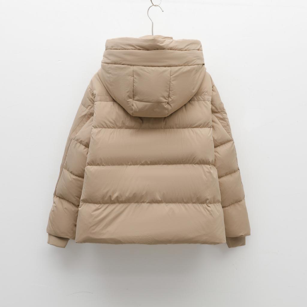 Women's simple solid color hooded down jacket women