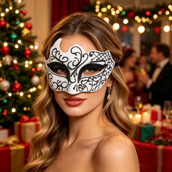 Men Half Face Mask with Elastic Band Vintage Glitter Half Face Guard Eye Mask Halloween Costume Masquerade Party Stage Performance Accessories