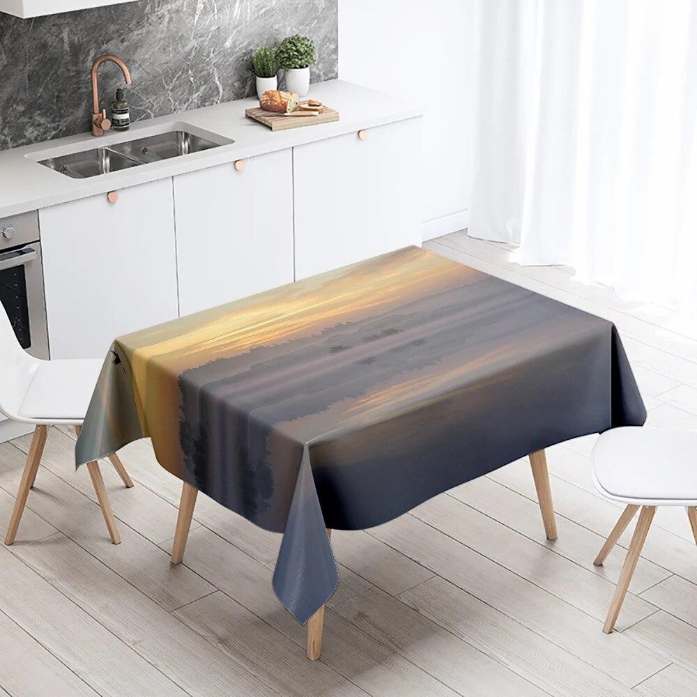Sunset Migratory Birds Tablecloth Party Restaurant Banquet Decor Stain Resistant Waterproof  Home Table Decoration