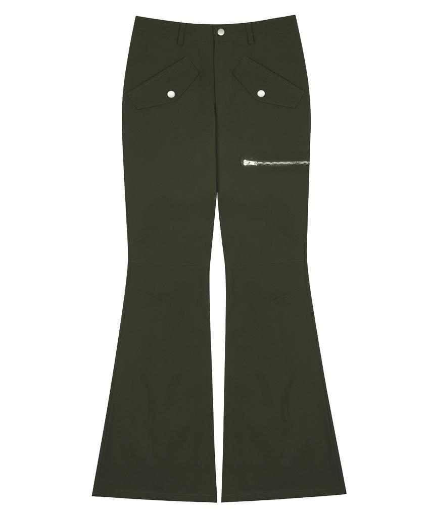 LUVISTRUE Am Nylon Tuck Bootscut Pants(Khaki)
