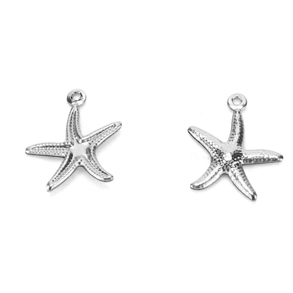 50pcs Hollow Double Sided Beach Jewelry Stainless Steel Ocean Starfish Pendant Earring Making