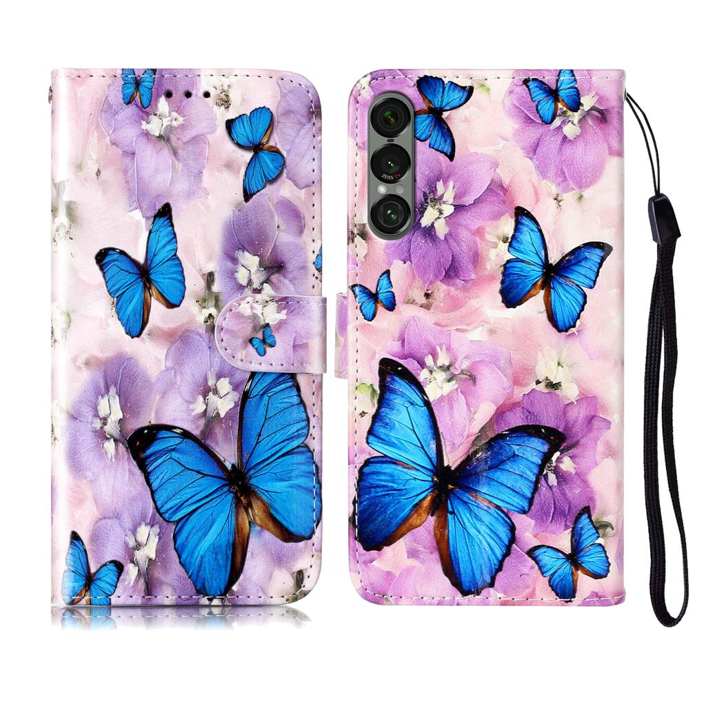 For Sony Xperia 1 VII Case Pattern Leather Wallet Phone Cover with Strap