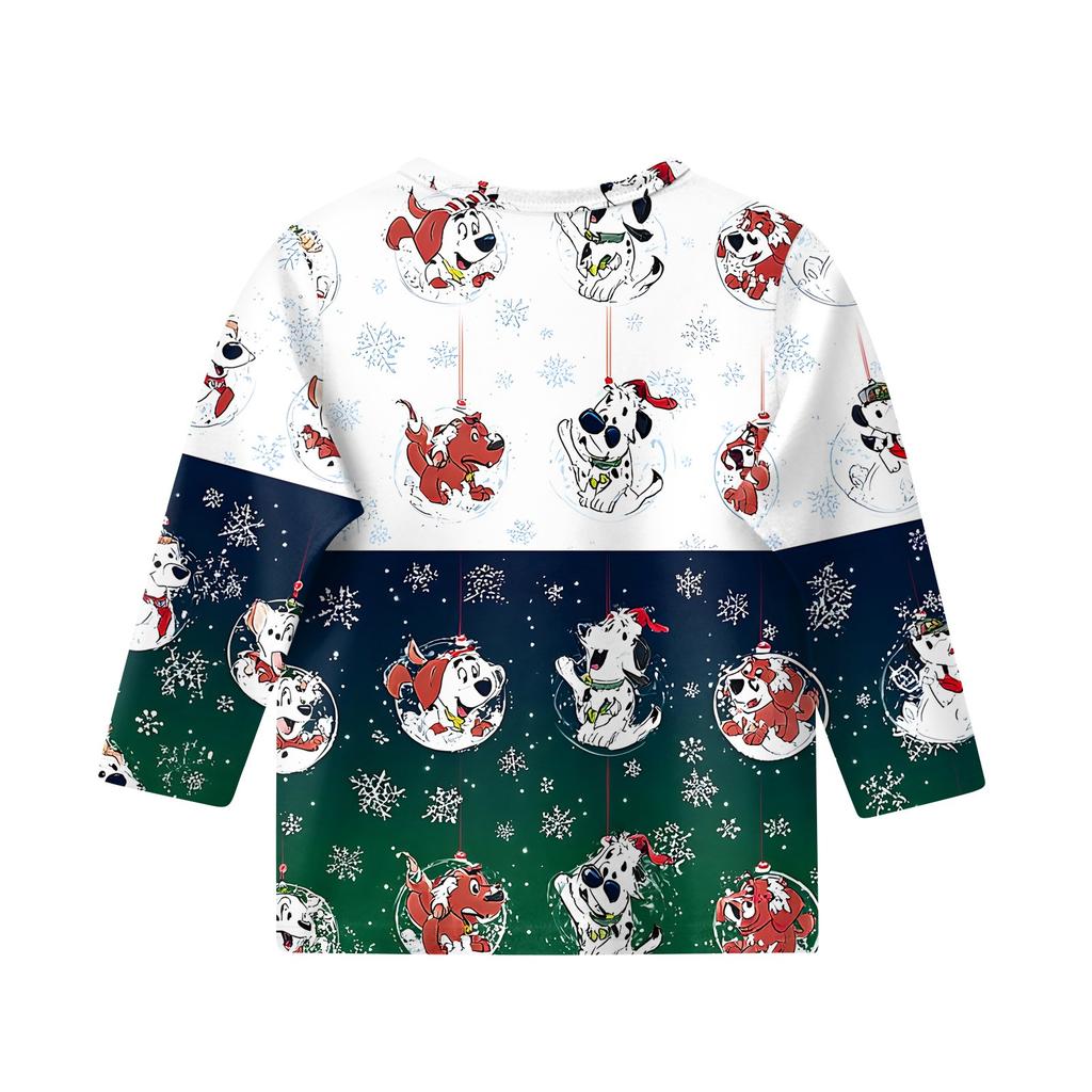 Christmas Children's 3/4 Sleeve Tops Casual  Printed Daily T Shirt Round Neck Pullover Blouse