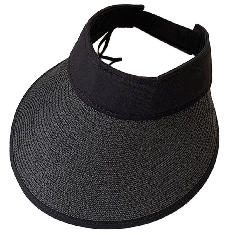 

Fashion Empty Top Hat Summer Straw Hat Wide Brim Beach Sun Visor Hat Ponytail Cap for Outdoor Activities Camping Run