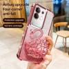 KEYSION Shockproof Plating Phone Case for VIVO Y29 4G Clear Soft TPU Glitter Jewelled Swan Kickstand Back Cover for IQOO Z10X 5G