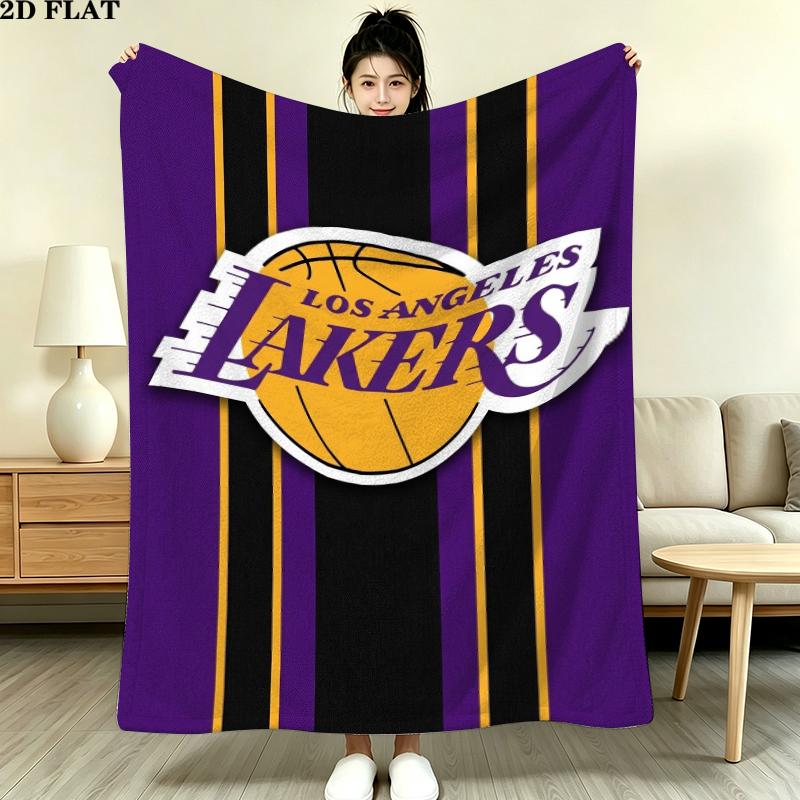 Los Angeles Lakers Print Flannel Blanket, High quality Comfortable for All Seasons, Home Decor, Warmth and Comfort, Perfect for Christmas Gifts