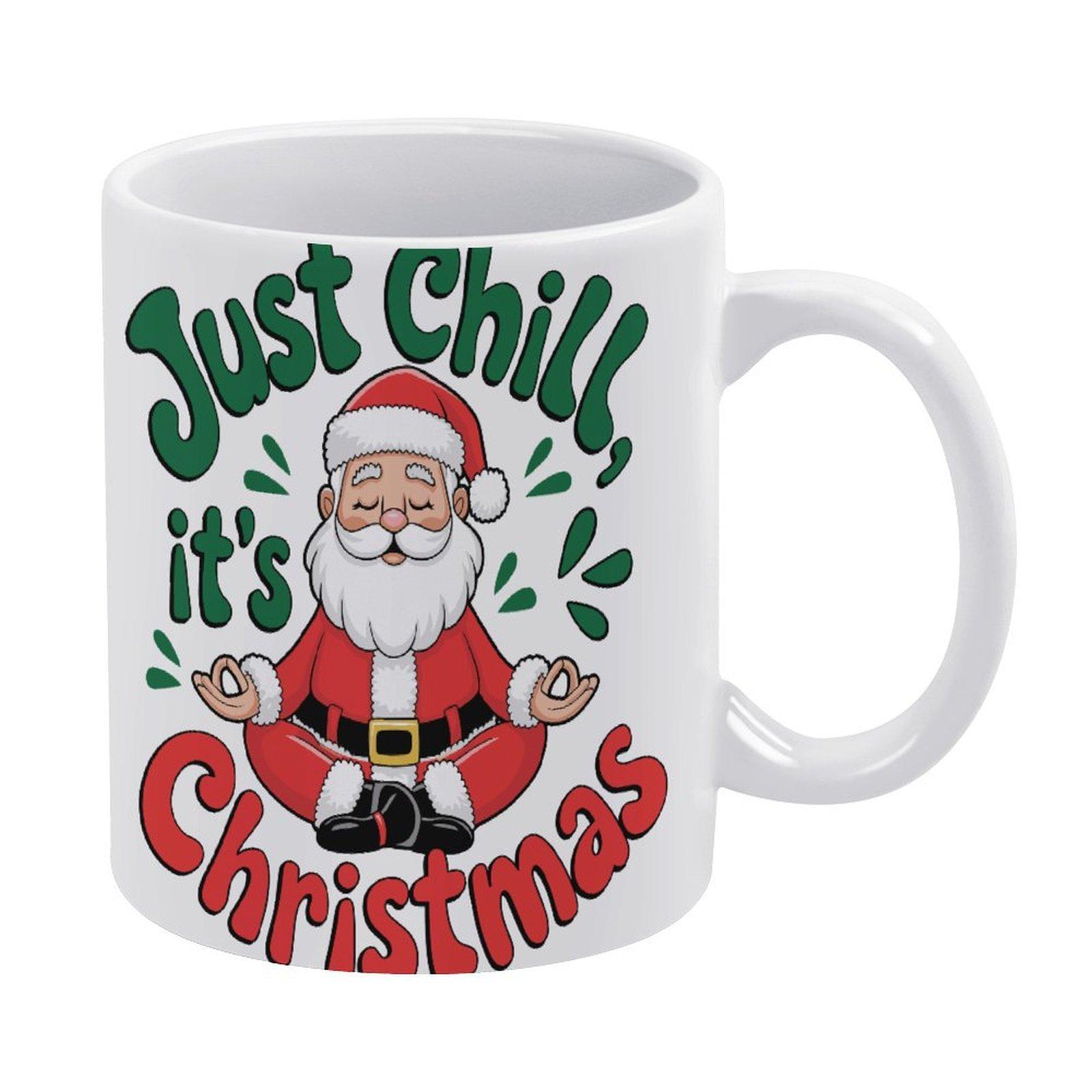 

1pc 11oz blank ceramic coffee mug, double-sided printed cup, clean white design, strong handle, versatile drinkware for home and workplace