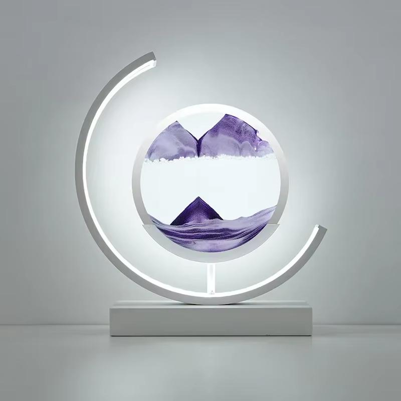 Sandscape Moving Sand Art Picture Table Lamp Quicksand 3D Dynamic Liquid Hourglass Flowing Sand Painting Bedroom Home Decor Gift