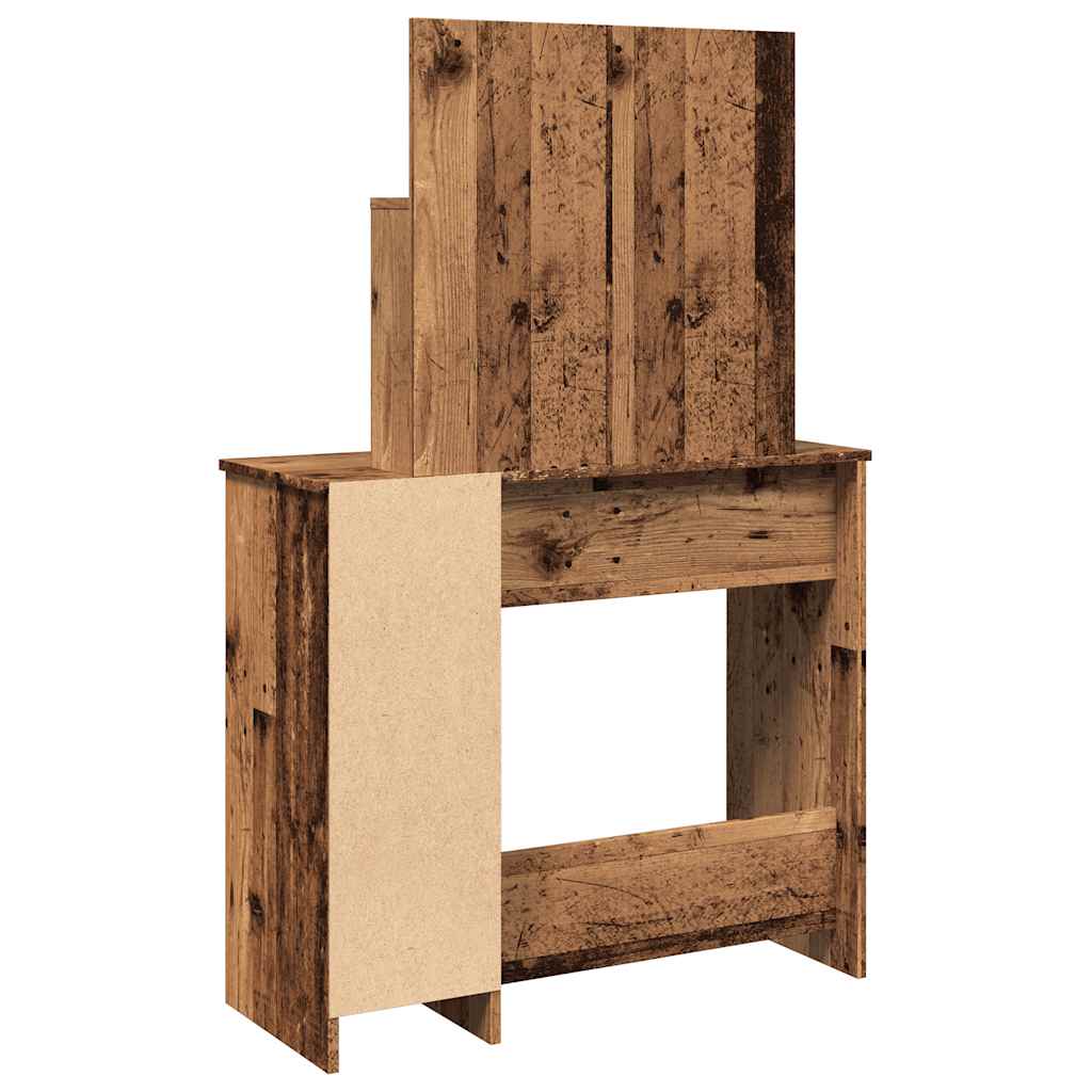 Makeup Table with Mirror Rustic Wood Look 86.5 X 35 X 136 Cm