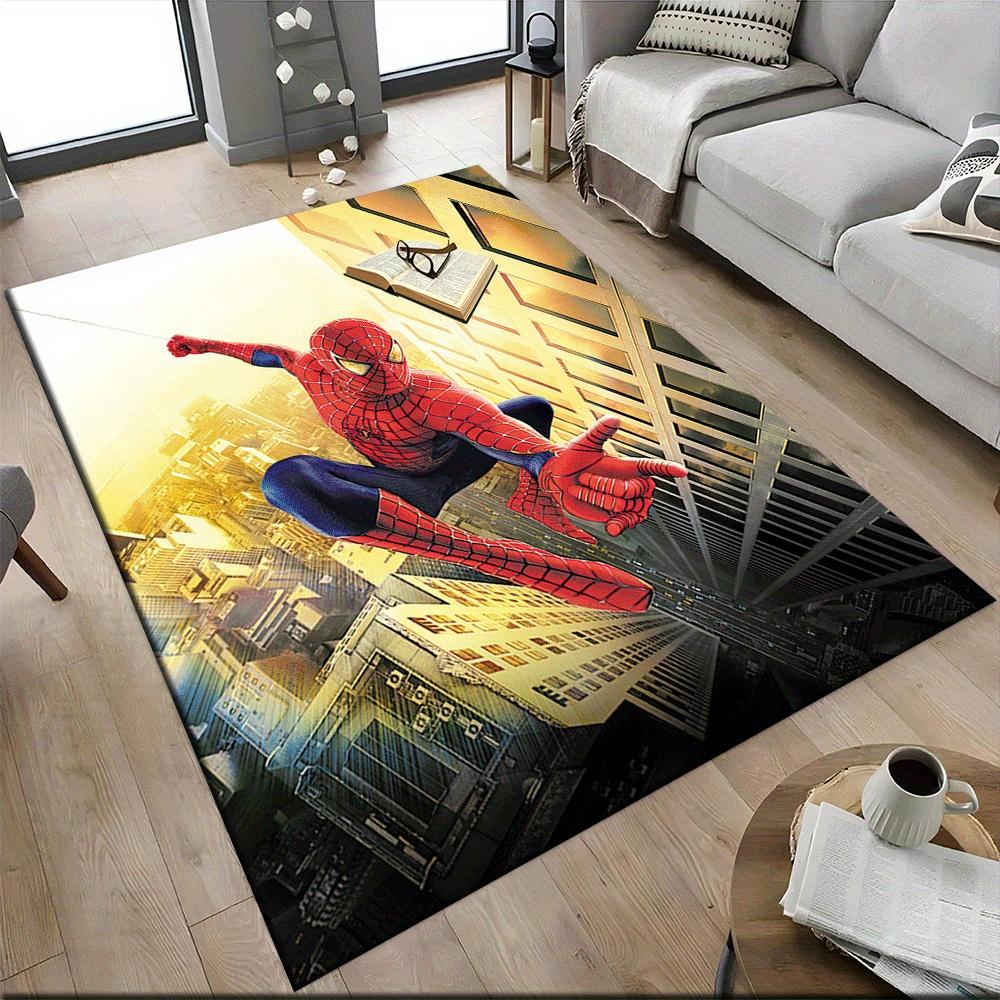1 stk Spider-man Tæppe Områdetæppe, Soveværelse og Legeværelse Holdbart, Pletafvisende og Nemt At Rengøre, Stue