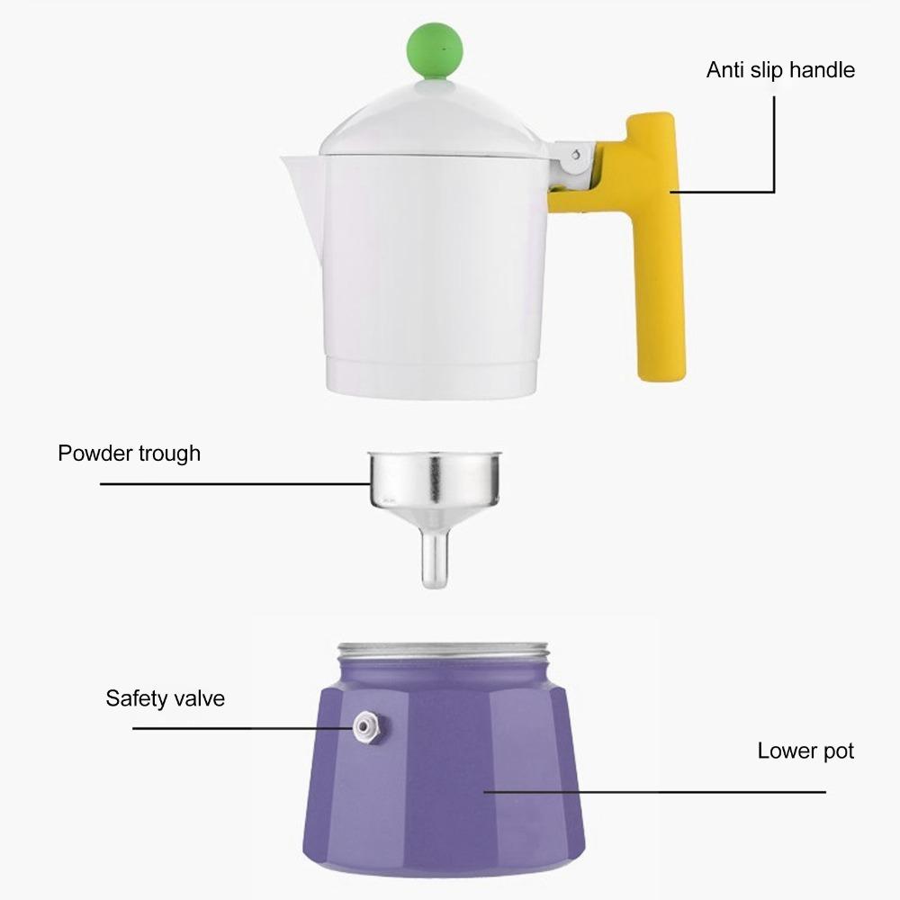 5oz Capacity Italian Coffee Percolator 150ml Capacity Aluminium Coffee Percolator  For Home Use