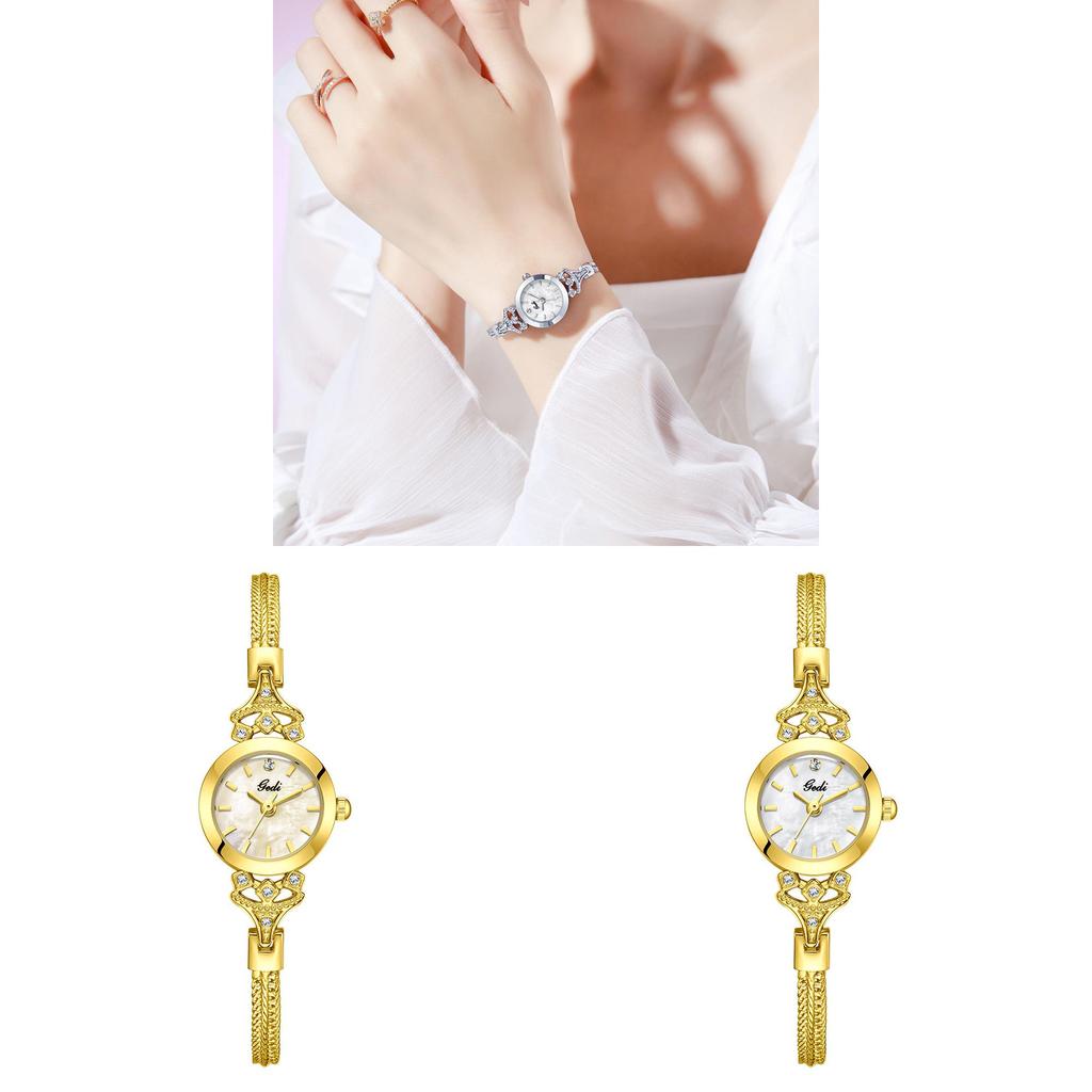 Elegant Womens Quartz Watch With Waterproof Mineral Glass And Pearl Dial For Casual Style