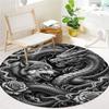 Sketch Armor Dragon Wolf Truck Round Area Rug,Carpet Rug for Living Room Bedroom Sofa Playroom Decor,Non-slip Floor Mat