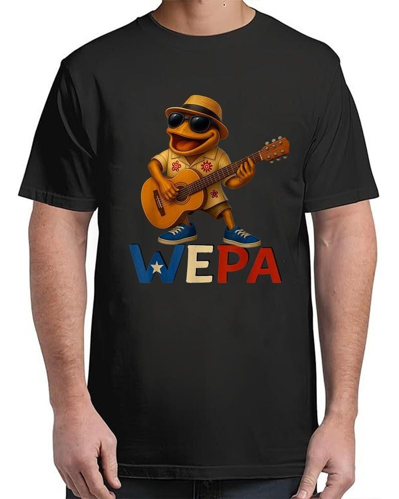 Playing Guitar Coqui Boricua Puerto Rico Wepa Taino African Adult S-4XL Unisex T-Shirt XXL