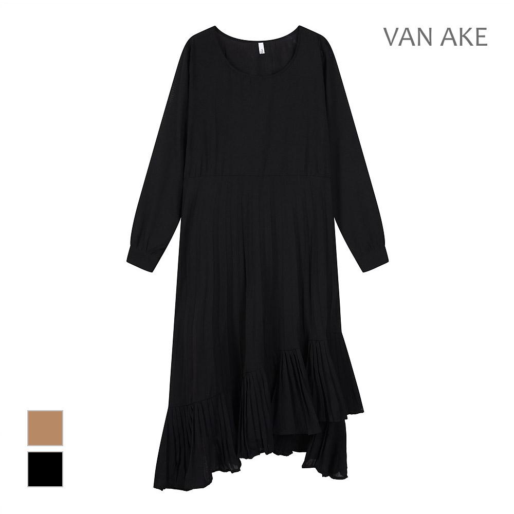 VANAKE Asymmetrical Hem Pleated Dress_Vb3Zopug01Z